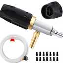 Adjustable Long Range Downstream Injection Nozzle Kit 4-4.5 GPM, Pressure Washer Spray Nozzle, High Power Washing External Chemical Injector with 1/4 Quick Connect, 2500 to 4000 PSI