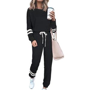 PRETTYGARDEN Women's Two Piece Loungewear Fall Casual Long Sleeve Tops Jogger Pants Pajama Sets Matching Outfits Clothing (Large)