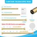 1 Pack Gold Spring Tension Curtain Rod 28-48 Inches, 7/8" inch Adjustable Curtain Rod No Drill, Anti-slip Spring Curtain Rod for Windows Bathroom Kitchen Closet Doorway