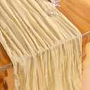 DeZerlor Champagne Gold Cheesecloth Table Runner 12 Pack Spring Easter Table Runners Boho Gauze 120 Inches Champagne Cheese Cloth Table Decor for Wedding Bridal Baby Shower Parties