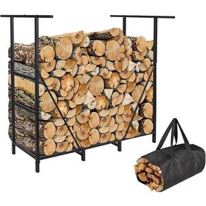 Vailge Firewood Rack Outdoor 4FT with Waterproof Firewood Carrier Bag, Adjustable Heavy Duty Steel Firewood Holder Storage, Log Rack for Fireplace, Fire Pit, Backyard, Camping