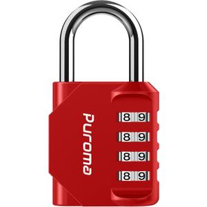 Puroma 1 Pack Combination Lock for Locker 4 Digit Outdoor Waterproof Padlock for School, Gym, Sports, Fence, Toolbox, Gate, Case, Outdoor, Hasp Storage (Red)
