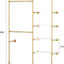 Industrial Pipe Clothing Rack, Heavy Duty Adjustable Garment Hanger with Shelves, 2 Installation Methods Closet Storage System for Wardrobe Organization (Gold, 80" H x 55" W)
