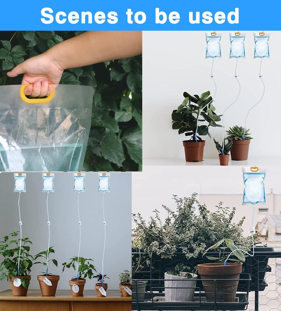 3.5L Plant Self Watering Bags with Adjustable Flow Regulators & Hooks,Automatic Plant Waterer, Plant IV Water Bags, Vacation Plant Watering System for Indoor Plant Life Support, 3Pcs