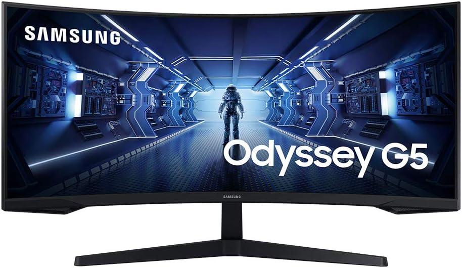 Samsung 34-Inch Odyssey G5 Ultra-Wide Gaming Monitor with 1000R Curved Screen, 165Hz, 1ms, FreeSync Premium, WQHD (LC34G55TWWNXZA, 2020 Model), Black