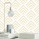 Heroad Peel and Stick Wallpaper Geometric Wallpaper Gold and White Contact Paper Self Adhesive Removable Wallpaper for Cabinets Walls Countertop Waterproof Thicken Vinyl 78.7"x17.3"