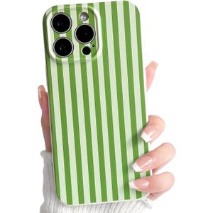 Lovmooful Compatible for iPhone 14 Pro Max Case Cute Color Striped with Aesthetics Design for Girls Women Soft TPU Shockproof More Protective Girly for iPhone 14 Pro Max Case-Dark Green