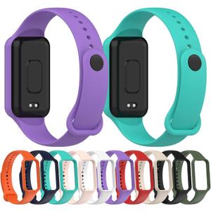Compatible with Amazfit Band 7 Replacement Bands,Soft Silicone Wristbands, Color Sport Adjustable Wrist Strap for Women Men (Variety Pack)