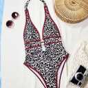 Monokinis One Piece Swimsuit Sexy Cutout High Cut Halter V Neck Bathing Suit for Women Beach Vacation Outfits (L)