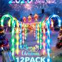 Anordsem Solar Christmas Decorations Outdoor: 21" Candy Cane Stake Lights 12 Pack - Waterproof LED 8 Colorful Lighting Models for Pathway Yard Garden Xmas Decor - 2026 New Year Gifts for Homeowners (Multicolor)