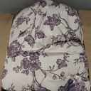 Luxudecor Floral Comforter Set King Size 7 Pieces, Purple Flower with Bird Bed in a Bag, Soft Reversible Comforter with Sheet Bed Set 104"x90"