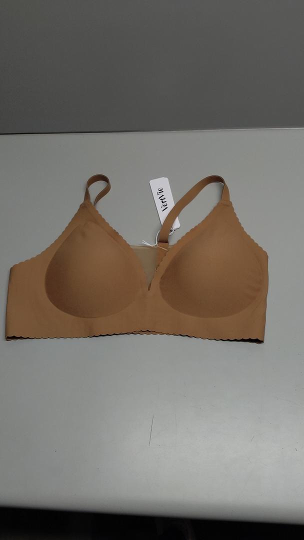 Wireless Bras for Women Seamless Push Up Bralettes Scalloped V Neck Mesh Bra Tshirts Bra Comfort Everyday Bras(Beige)2XL