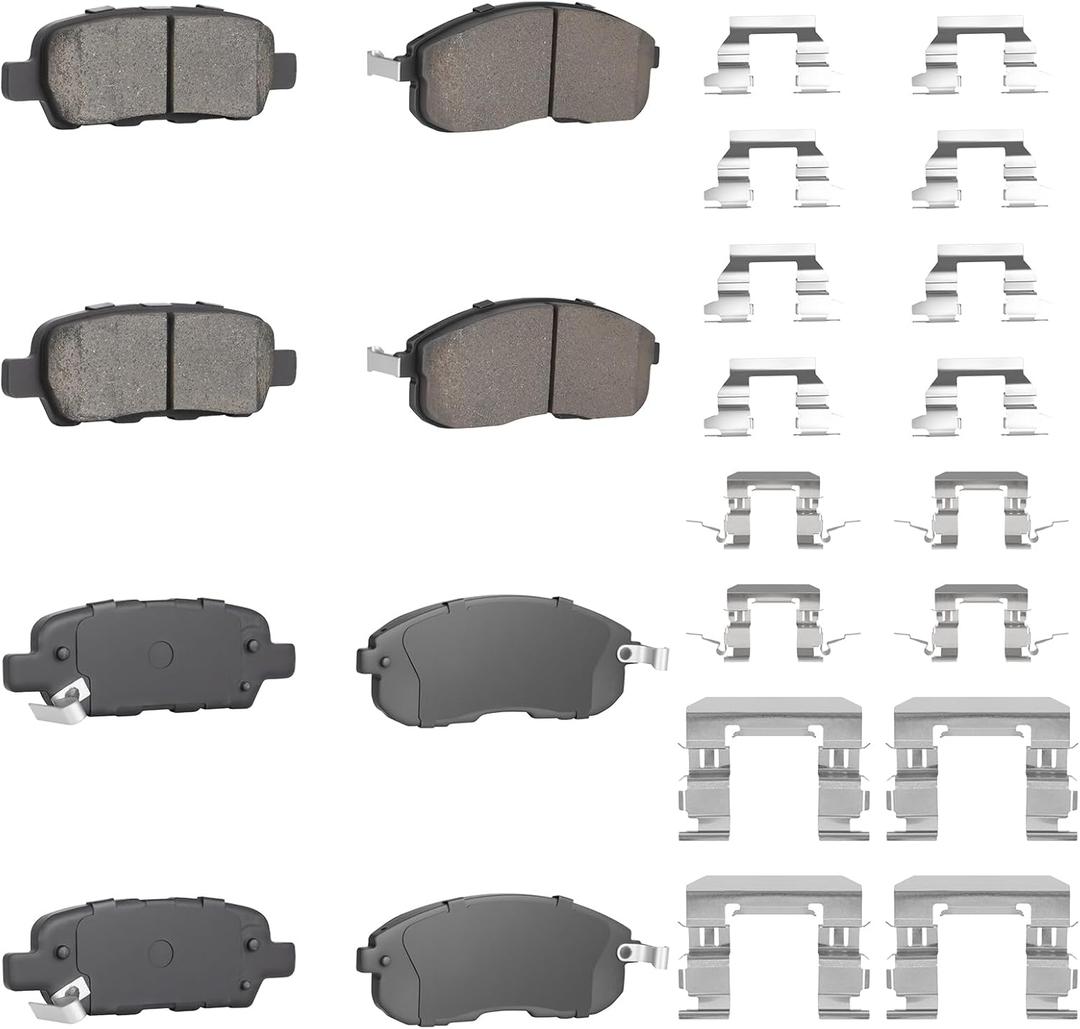 Front Rear Ceramic Disc Brake Pads Set for Nissan Altima 2002-2013, Sentra 2007-2017, Juke 2011-2017, 350Z 2003-2005, for INFINITI G35 2003-2005 8PCS(With Hardware) Front Rear Ceramic Disc Brake Pads Set for Nissan Altima 2002-2013, Sentra 2007-2017, Juke 2011-2017, 350Z 2003-2005, for INFINITI G35 2003-2005 8PCS(With Hardware)