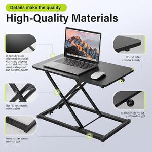 6 Fixed Height Levels Standing Desk Converter, Sit-to-Stand Desk, 23.6" x 13.4" Surface, Supports 33 lbs, Max Height 15.2"  Great for Monitors and Laptops (Black)