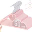 GOSCHE Kids Velvet Hangers (12.8 Inch - 50 Pack), Non-Slip Baby Clothes Hangers for Closet, Ultra Slim Space Saving Children Hanger, 360Degree Swivel-Hook, Infant/Toddler Hangers, Dark Pink