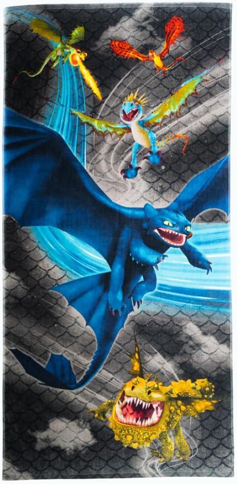 How to Train Your Dragon Toothless Kids Super Soft Cotton Bath/Pool/Beach Towel, 58 in x 28 in, (Offically Licensed Product) by Franco