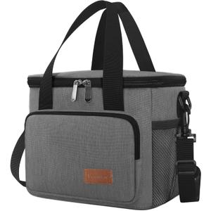 Femuar Lunch Bags for Women/Men, Insulated Lunch Bag for Work Office Picnic - Lunch Cooler Bag Leakproof Lunch Box with Adjustable Shoulder Strap - Grey(8.7L) (Medium Size)