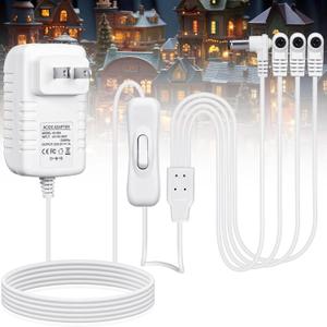 4 Output Heads White Power Adapter with Switch AC/DC 4.5V Adapter Compatible with Lemax Lighted Accessory 94566 94563 94564 94565 74227 74706 Christmas Micro Lighting Building Decoration