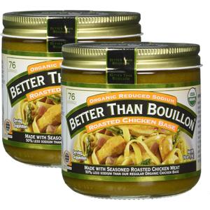 Better Than Bouillon Organic Sodium Reduced Roasted Chicken Base, 76 Servings 2 PK x 16 Oz / 454 Grams, Total 32 Oz (Less Sodium), Best By Feb/ 17/2027