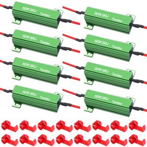 Twidec/8Pcs 50W 6Ohm LED Load Resistors For Fix LED Hyper Flash Turn Signal Light Bulb Fast Blink Error Code RX24-50W6-8X
