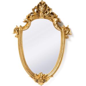 Funerom Vintage 16.9 x 11.8 inch Decorative Wall Mirror Gold Shield Shape