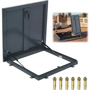 23.6'' × 23.6'' Roof Access Hatch, Galvanized Steel Roof Hatch Security Door Cover Plate with Hydraulic Support Rod, Commercial Roof Safety Door with Switch Type Handle, for Home Attic Cellar