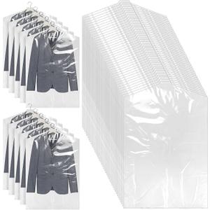 100 Pack Clear Plastic Garment Bags Dry Cleaning Plastic Bags 60 * 90cm Dust Proof Garment Bags Clear Clothes Covers Dry Cleaner Bags Hanging Dust Proof for Hanging Clothes At Home/Dry Cleaners