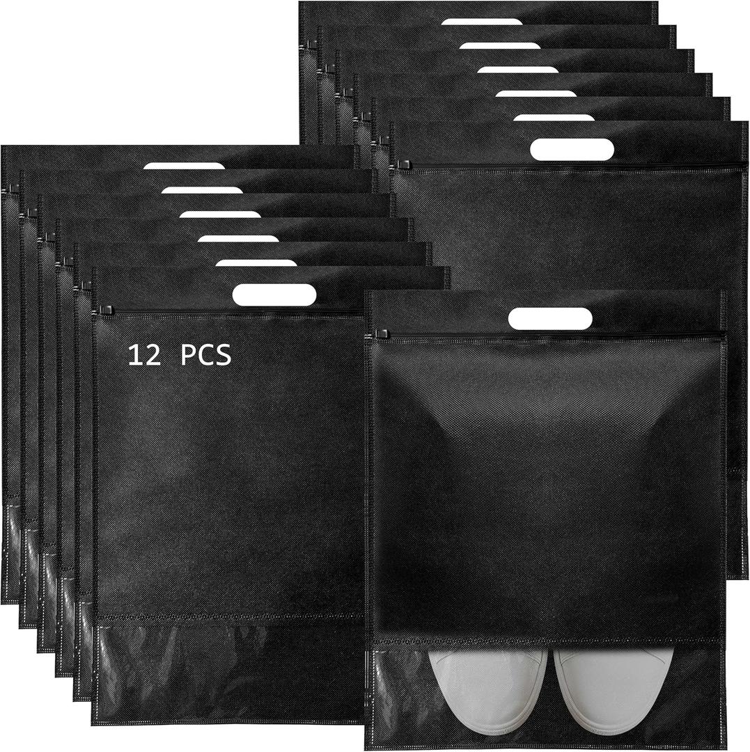 12Pcs Shoe Bags for Travel, 13.7 x 15.7inches Portable Travel Shoe Storage Bag with Handle, Travel Essentials for Men and Women, Travel Shoe Bag with Zipper