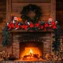 Dingion 9 ft Christmas Poinsettias Garland Decoration DIY Artificial Pine Garland with Red White Berries Picks Poinsettias Flower Ornaments for Xmas Fireplace Table Window Stairs Holiday Decor