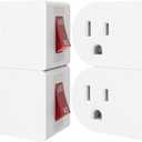 Oviitech 4 Pack Grounded Outlet Wall Tap Adapter with On/Off Power SwitchSingle Outlet with Switch in White