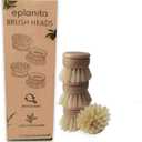 eplanita Replacement Brush Heads (Pack of 4) for Bamboo Dish Brush, Sisal Bristle Refills, Agave Cactus Fibres, Kitchen Eco Scrubber, Plastic Free Washing Up, Zero Waste Cleaning