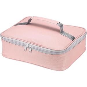 PATIKIL 12.2"x9.6"x2.8" Insulated Lunch Bag, Waterproof Lunch Box with Handle Lunch Tote Bag Portable Food Storage for Office Work Outdoor Picnic, Pink Grey