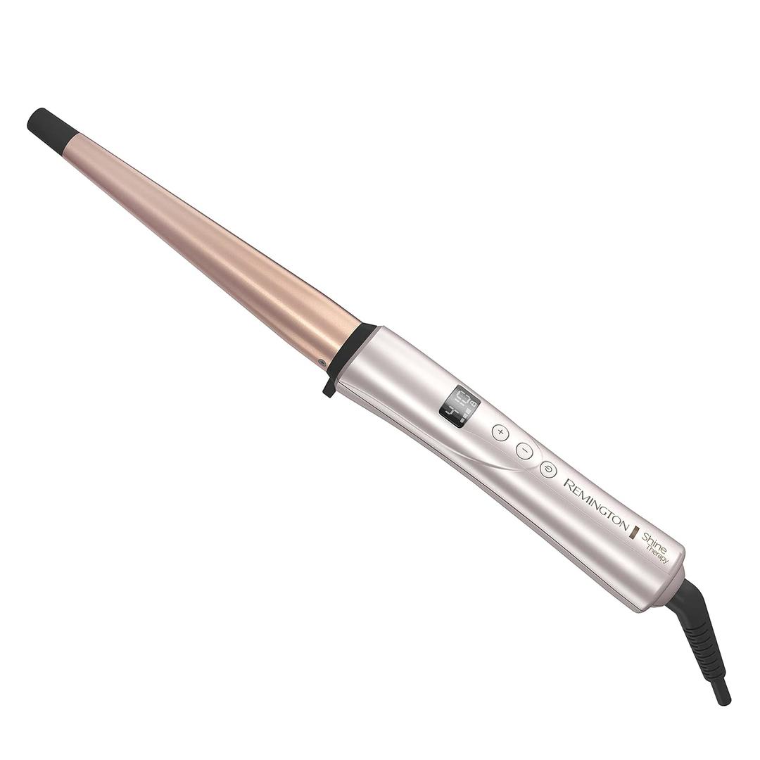 Remington Shine Therapy Argan Oil & Keratin Infused -1 Inch Tapered Curling Wand for Natural Curls, Includes Heat Glove