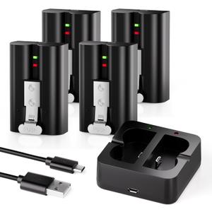 4-Pack Replacement Battery for Ring Doorbell - 6040mAh Rechargeable Camera Batteries with Charger Station for Ring Video Doorbell 2/3/3 Plus/4, Spotlight Cam, Stick Up Cam and Peephole Cam Indoor
