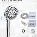 JDO Shower Head with Handheld, High Pressure Handheld Shower Head 9 Settings, Detachable Shower Head Set with Stainless Steel Hose and Shower Bracket (Chrome)