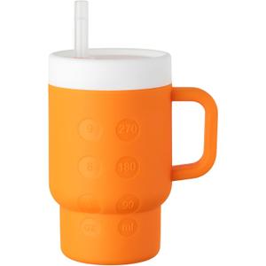 Tumbler Silicone Sippy Cup for Toddler with Straw and Handle, Water Bottle for Baby& Infant,9oz Kids Cups Spill Proof,BPA Free,Toddler Travel Essential, Orange