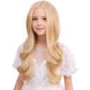 Kids Blonde Wig Curly Toddler Blond Wigs Middle Part Golden Blonde Wig for Girls Daily Party Cosplay Wigs