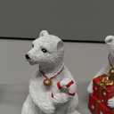 Minetom Christmas 3D Family Polar Bear Stocking Holders Set of 4, Joyful Polar Bear Stocking Hangers for Mantel, Non-Slip Resin Decorative Fireplace Stocking Hook Set for Home Holiday Indoor, White