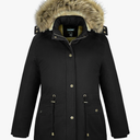 Soularge Women's Winter Plus Size Sherpa Lined Coats with Detachable Hood Black 3X