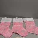 AOGU 3Pack 19 Inch Sequin Faux Fur Christmas Stockings Sequin Snowflake Hanging Ornaments Candy Gift Bags for Christmas Decorations Pink