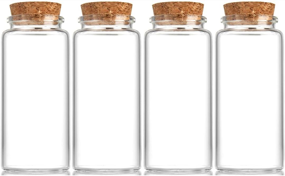 4 pcs 140ml Scripture Jars Glass Bottles with Cork Stopper Prayer Bottle Bible Verse Jar 47x100mm (1.85x3.94inch)