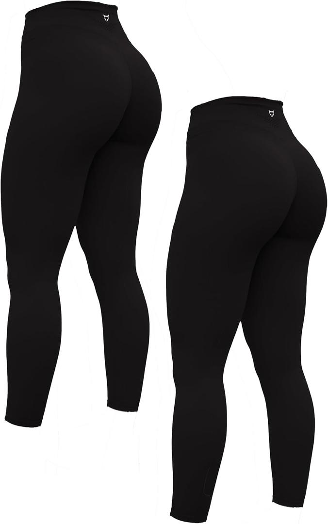 Women's Yoga Pants 7/8 High Waisted Workout Yoga Leggings for Women Butt Lifting Tummy Control Booty Tights (Black), M