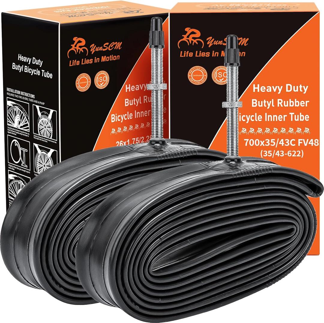 700C Heavy Duty Bike Tubes 700x35C/38C/40C/43C FV48 Presta Valve (35/43-622) 700C Bicycle Inner Tubes Compatible with 700 x 35C 700x36C 700x37C 700x38C 700x40C 700x42C 700x43c Bike Tire Tubes 2-PCS