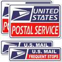 4PCS Rural Mail Delivery Magnetic Signs for Vehicles,Reflective U.S. Magnetic Car Signs with Frequent Stop Sign,Universal Magnetics Bumper Stickers Mail Carrier Accessories