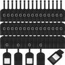 Hillban 50 Pieces Bulk Luggage Tag Travel Bag Leather Suitcase Tags with Full Privacy Cover and Name ID Card for Luggage Suitcase Baggage Handbag School Bag (Black)