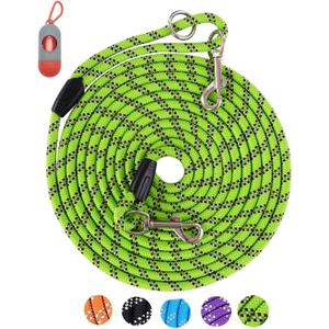 Long Rope Leash for Dog Training 16FT 30FT 50FT 100FT, Reflective Threads Check Cord Recall Training Agility Dog Lead for Large Medium Small Dogs, Dog Tie-out cable for Playing, Camping, or Backyard (Green)