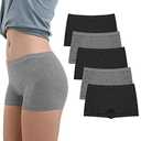 LALESTE Women's Boyshort Underwear Full Coverage Seamless Panties Soft Stretch Boxer Briefs 5 Packs XL