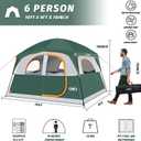 UNP Tents 6 Person Waterproof Windproof Easy Setup,Double Layer Family Camping Tent with 1 Mesh Door & 5 Large Mesh Windows -10'X9'X78in(H), Dark Green, 6 Person