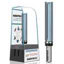 KEENTECH 1/2" Shank Flush Trim Router Bit with Top Bearing, Extra Long, Carbide Tipped Pattern Bit for Woodworking, Heavy Duty Template Cutting Tool, 3/4" Diameter x 3-1/2" Cutting Depth