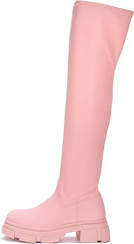 Campi Knee High Chunky Lug Round Toe Boots 11